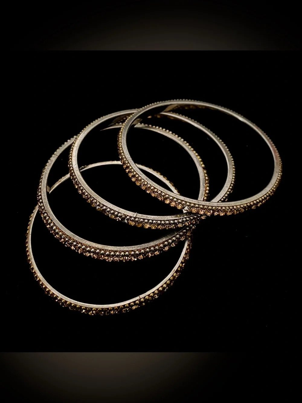 Set of 4 Gold-Tone Crystal Rhinestone Bangle Bracelet